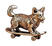 ZDHC Figura dorada de perro Corgi de latón, estatua de cachorro pequeño, esculturas de animales, adorno de té para el hogar, oficina, jardín, exhibición, decoración coleccionable