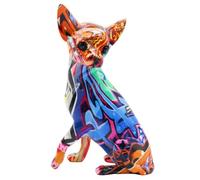 ZDHC Linda figura de perro chihuahua moderna escultura de cachorro de graffiti, coleccionables, resina, animales, adornos para decoración del hogar y la oficina