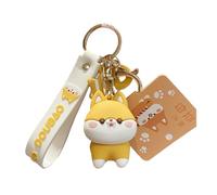 ZDHC Llavero creativo y divertido Shiba Inu, lindo llavero de perro de PVC suave Kawaii, llavero de Año Nuevo, llavero de coche, mochila, colgante para mujeres y niñas, blanco, Talla única