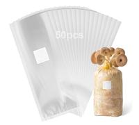 Zdhsufnvw 50 Piezas Bolsas Transparentes para Cultivar Setas con Filtro no Tejido Transpirable(8x28cm), Kit Completo de Siembra,Accesorios Duraderos para Cultivo de Micología y Hongos Caseros