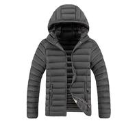 ZDJSWJ Chaqueta de plumón Lightweight full zip para hombre Abrigo con capucha térmica cortavientos Chaqueta de invierno forrada acolchada