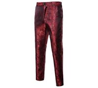 ZDJSWJ Hombres Paisley Floral Traje Pantalones Traje Tuxedo Slim Fit Vestido de Fiesta de Boda Formal de los Hombres Pantalones, rojo, 3XL