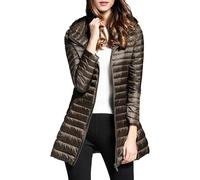 ZDJSWJ Mujeres largo ligero acolchado abajo cremallera hasta la capucha con bolsillos abrigos tampón Plus tamaño cálido algodón abrigos tampón, verde, M