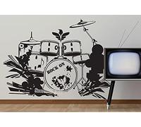Zdklfm69 Pegatinas de Pared Adhesivos Pared Juego de batería Creativo Arte de la Pared Decoración del hogar Vinilo extraíble Juego de batería Musical Calcomanías Sala de Estar 140x101cm