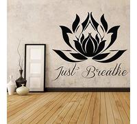 Zdklfm69 Pegatinas de Pared Adhesivos Pared Mandala Flower Quotes Just Breathe Lotus Flower Vinilo Buda Meditación Yoga Studio Decoración para el hogar 76x67cm