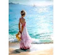 Zdklfm69 Pintar por Numeros Pintura por Números Chica Mirando al mar Paisaje Pintura al óleo Decoración para el hogar Pintura Obra de Arte 40x50cm