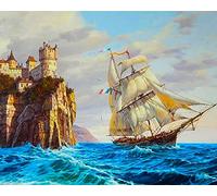 Zdklfm69 Pintar por Numeros Pintura por Números Color Pintura al óleo Paisaje Barco de Vela mar para Adultos niños Dibujar sobre Lienzo Arte de Bricolaje 40x50cm
