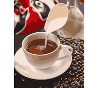 Zdklfm69 Pintar por Numeros Pintura por Números Imágenes de Taza de café y Comida DIY Adultos pintadas a Mano sobre Lienzo para Colorear por números decoración de Arte para el hogar 40x50cm