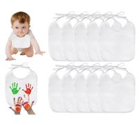 ZDL Baberos Sin Plástico para Bebé,10pcs Baberos para Pintar Bebés,Babeross Blancos para Pintar,Babero Rectangular,Babeross Bebé Blanco,Babeross Impermeables de Algodón