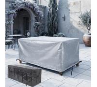 ZDLLDZ Funda Mesa Jardin Impermeable 370x215x120 cm Funda Muebles Jardin Exterior de Tela Oxford 420D Alta Resistencia, Cubierta Protectora Rectangular Anti-UV para Terraza, Balcón y Sofá, Plata