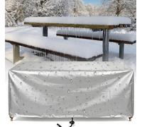 ZDLLDZ Funda para Mesa de Jardín Exterior 370x220x30 cm Tela Oxford 420D, Funda Protectora Impermeable y Anti-UV para Exterior Muebles Rectangular o Cuadrada de Patio, Terraza y Césped, Plata