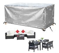 ZDLLDZ Funda para Mesa de Jardín Impermeable 370x215x115 cm Funda Protectora Muebles Exterior Rectangular, Anti-UV Tela Oxford 420D Cubierta para Mesa, Sillas y Sofá de Terraza, Plata