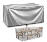 ZDLLDZ Funda para Mesa Exterior 135x90x75 cm | Lona Protectora de Muebles Jardín en Tela Oxford 420D | Funda Impermeable y Antiviento para Mesa Rectangular o Sofá, Plata