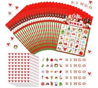 ZDNT 32 tarjetas de Navidad para jugadores de bingo, juego de bingo de Navidad para 32 jugadores, juego de cartas de Navidad, tarjetas de juego para familia, escuela, juegos de fiesta de invierno