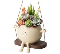 ZDNT Macetas Colgantes,Macetas Colgante con Cara Oscilante,Maceta Colgante de Cabeza,Maceta de Cara oscilante,Maceta de Resina Sonriente,Maceteros Decorativos Interior Exterior,para jardín,decoración