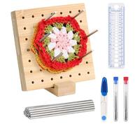 ZDNT Tablero de bloqueo para Granny Square 10x10cm Bloqueador de Granny,Tabla de bloqueo para ganchillo,con 6pasadores de acero inoxidable y 5agujas para sujetar piezas pequeñas de punto o ganchillo