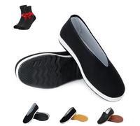 ZDOUXUAN Zapatos Informales De Tela Negra De Beijing, Zapatillas De Entrenamiento De Artes Marciales Kung Fu Tai Chi, Zapatillas con Suela De Goma Suave(Black B,41 EU)