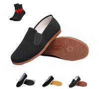 ZDOUXUAN Zapatos Informales De Tela Negra De Beijing, Zapatillas De Entrenamiento De Artes Marciales Kung Fu Tai Chi, Zapatillas con Suela De Goma Suave(Black A,39 EU)