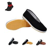 ZDOUXUAN Zapatos Informales De Tela Negra De Beijing, Zapatillas De Entrenamiento De Artes Marciales Kung Fu Tai Chi, Zapatillas con Suela De Goma Suave(Black C,40 EU)