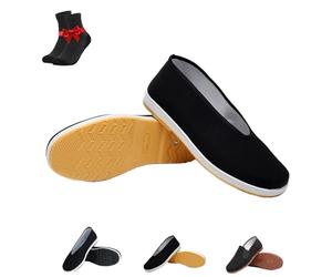 ZDOUXUAN Zapatos Informales De Tela Negra De Beijing, Zapatillas De Entrenamiento De Artes Marciales Kung Fu Tai Chi, Zapatillas con Suela De Goma Suave(Black C,40 EU)