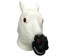 ZDOVLZZPON Elegante máscara de cabeza de látex de caballo blanco para disfraces encantadores y juego imaginativo. ¡Da rienda suelta a tu semental interior!