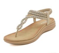 ZDQ Sandalias Mujer Verano Plana Comodas Bohemio Elegancia Casual Sandalia Beige42 EU