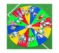 ZDQDMJ Paracaídas Paracaídas De Juego De 2 A 12 M, Juegos Cooperativos para Niños, Actividad De Cumpleaños Familiar Al Aire Libre(5m/16ft)