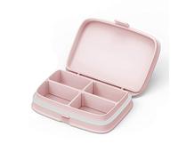 ZDQZC Pastillero impermeable - Organizador de pastillas de viaje pequeño con compartimentos extraíbles - Pastillero portátil para exteriores (4 compartimentos, rosa)