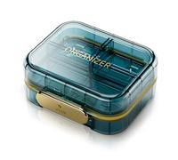 ZDQZC Pastillero portátil de viaje con 7 compartimentos, pastillero semanal perfecto, impermeable, para vitaminas y medicamentos diarios, pequeño contenedor para píldoras para bolso de bolsillo (azul)