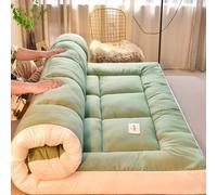 ZDSDZSD Futon Plegable Enrollable, Tatami Suelo Dormir, Futon Japones, Colchoneta Dormir Suelo, Futon Japones Plegable, Colchón Enrollable para Invitado, Sala de Estar, Dormitorio(Green,150x200cm)