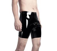 ZDSUHYIW Calzoncillos bóxer de látex para hombres, negros de verano, monocolor, hechos a mano, cómodos, elegantes, informales, transpirables, cintura baja, pantalones cortos de goma para amantes del