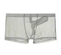 ZDSUHYIW Calzoncillos bóxer transparentes para hombre Calzoncillos transpirables Sexy Low Rise Hombres Ropa Interior Transparente Calzoncillos Lencería Ropa Interior, gris, XXXL