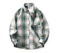 ZDSUHYIW Camisa de franela de manga larga para hombre, corte regular, camisa de ocio, camisa de leñador, camisa de cuadros, informal, con bolsillo en el pecho, informal, con botones, camiseta de manga