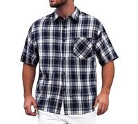 ZDSUHYIW Camisa de leñador para hombre, camisa de tiempo libre, a cuadros, camisa de manga corta, camisa de negocios, camisa de verano, camisa básica ajustada, camiseta funcional, camiseta ligera a