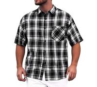 ZDSUHYIW Camisa de leñador para hombre, camisa de tiempo libre, a cuadros, camisa de manga corta, camisa de negocios, camisa de verano, camisa básica ajustada, camiseta funcional, camiseta ligera a
