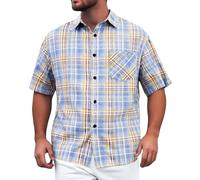 ZDSUHYIW Camisa de leñador para hombre, camisa de tiempo libre, a cuadros, camisa de manga corta, camisa de negocios, camisa de verano, camisa básica ajustada, camiseta funcional, camiseta ligera a