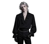 ZDSUHYIW Camisa pirata para hombre, volantes, camisa colonial, camisa de manga larga, volantes, blusa renacentista, poeta renacentista, camisa con volantes, steampunk, vampiro, disfraz gótico