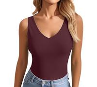 ZDSUHYIW Camiseta de tirantes de verano con cuello en V profundo, sin mangas, informal, monocolor, elegante, cómoda, elegante, informal, transpirable, acanalada, ajustada, sexy, para el tiempo libre