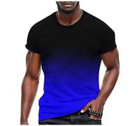 ZDSUHYIW Camiseta deportiva degradada para hombre, para correr, culturismo, camiseta moderna de degradado, camiseta de verano, cuello redondo, camiseta de manga corta, transpirable, ajustada, camiseta