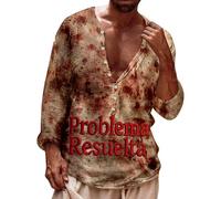 ZDSUHYIW Camiseta para hombre con botones Henley con estampado de salpicaduras de sangre, camiseta de manga larga, horror, impresión sangrienta, camisa de ocio, regalos divertidos para hombres, Rojo2