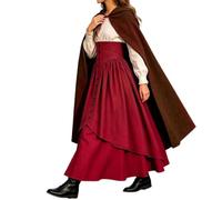 ZDSUHYIW Capa medieval para mujer, con capucha, abrigo con puño, gabardina monocolor, cómoda, elegante, informal, festiva, renacentista, capa de vampiro, capa gótica, cosplay, disfraz de Halloween