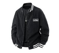 ZDSUHYIW Chaqueta bomber de pana para hombre, chaqueta vintage universitaria con botones, sudadera Y2K Fashion 90, Aestetic, adolescentes, jóvenes, primavera, otoño, entretiempo, ropa urbana, chaqueta