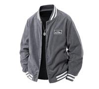 ZDSUHYIW Chaqueta bomber de pana para hombre, chaqueta vintage universitaria con botones, sudadera Y2K Fashion 90, Aestetic, adolescentes, jóvenes, primavera, otoño, entretiempo, ropa urbana, chaqueta