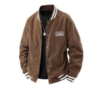 ZDSUHYIW Chaqueta bomber de pana para hombre, chaqueta vintage universitaria con botones, sudadera Y2K Fashion 90, Aestetic, adolescentes, jóvenes, primavera, otoño, entretiempo, ropa urbana, chaqueta