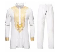 ZDSUHYIW Disfraz de Jeque para Hombre, Traje Árabe, Túnica, Vestido, Saudi, Eid, Bisht, Abrigo, Imam Sheikh Saudí, Thobe Jubba, Blanco, M