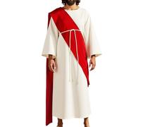 ZDSUHYIW Disfraz de Jesús para adultos, traje bíblico de Cristo para cosplay, para hombres y mujeres, Jesús religioso, bufanda, cuerda para la cintura, Halloween, Pascua, disfraz