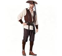 ZDSUHYIW Disfraz para adultos Pirata Thunder, pantalones, camisa, chaleco, calentadores, capitán, chaqueta, Halloween, carnaval, fiesta temática, disfraz de gorrión, ladrón, motín, carnaval