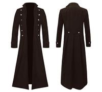 ZDSUHYIW Gabardina de terciopelo gótico para mujer, manga larga, con solapa, vintage, largo, abrigo cómodo, elegante, informal, festivo, transpirable, tallas grandes, steampunk, otoño e invierno