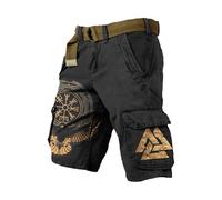 ZDSUHYIW Pantalones cargo vikingos para hombre, pantalones cortos elásticos, mitología nórdica, ligeros, trabajo al aire libre, pantalones cortos con impresión 3D, tatuaje vikingo, ocio, playa