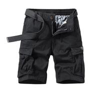 ZDSUHYIW Pantalones cortos cargo para hombre, pantalones cortos ligeros de algodón, pantalones de trabajo vintage, color sólido, pantalones casuales, de tela holgada, pantalones chinos, pantalones